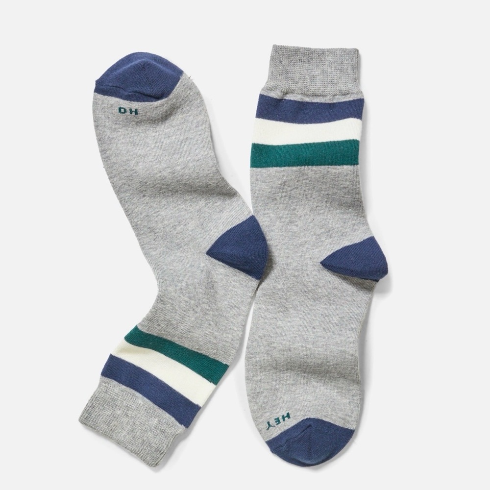 Gray and Blue Striped Men's Socks